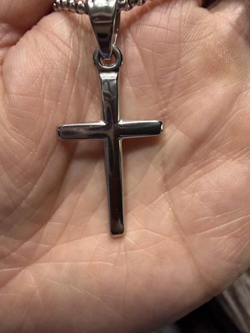 Unisex Cross Necklace 316L Stainless Steel Pendant Silver Black Chain